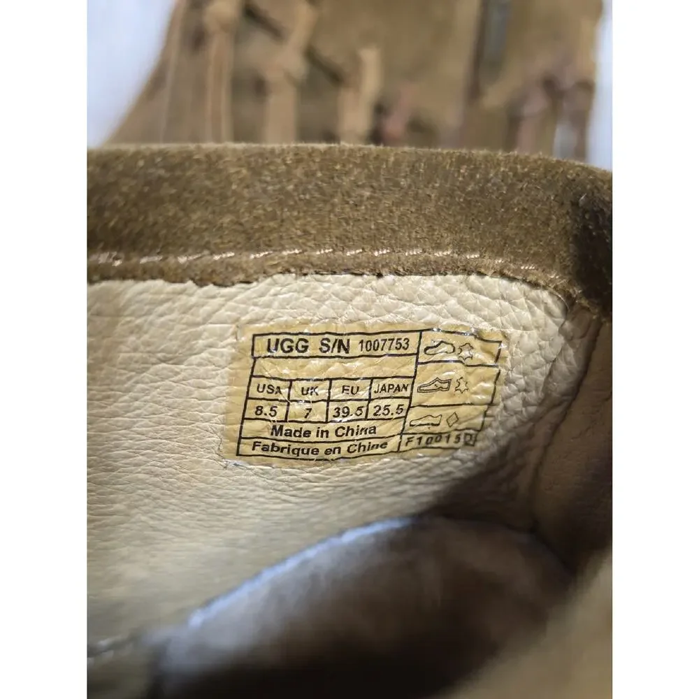 UGG Shenandoah Fringe Brown Suede Ankle Boots Womens Size 8.5